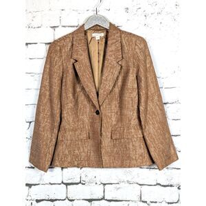 COLDWATER CREEK One-Button Jacquard Blazer Pockets Career Workwear Classic Sz 10
